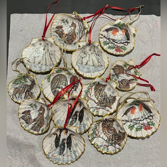 4 Seashell Ornaments: woodland animals (Set B) - Picture 8 of 8